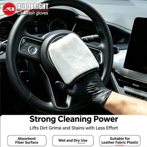 AUTOBRIGHT Double Side Use Interior Cleansing Mitt Ergonomic Detailing Scrubs Car Interior Home Cleaning Flannel Car Washing