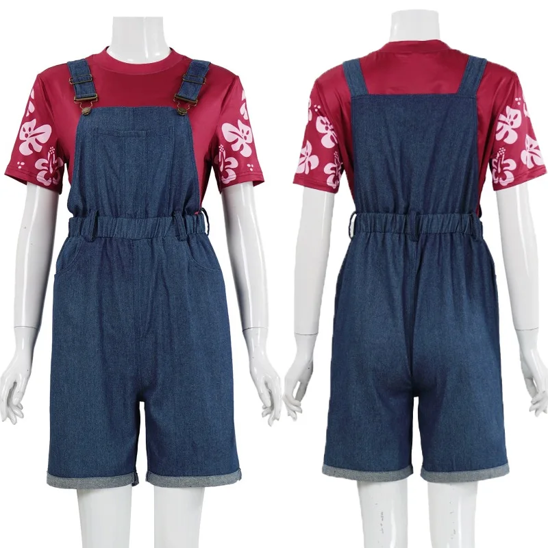 

Anime Lilo Cosplay Costume New Film Outfit Uniform Shirt Suspenders Rompers Halloween Carnival Disguise Suit for Women Girls