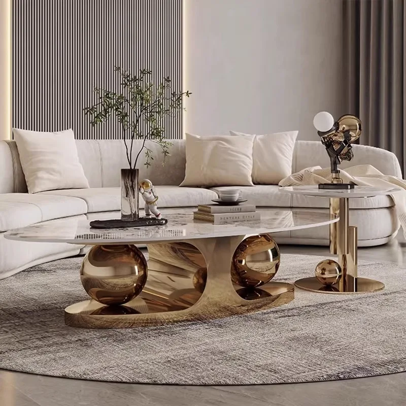 European rock slab coffee table living room household small apartment simple modern tea table high-end sense