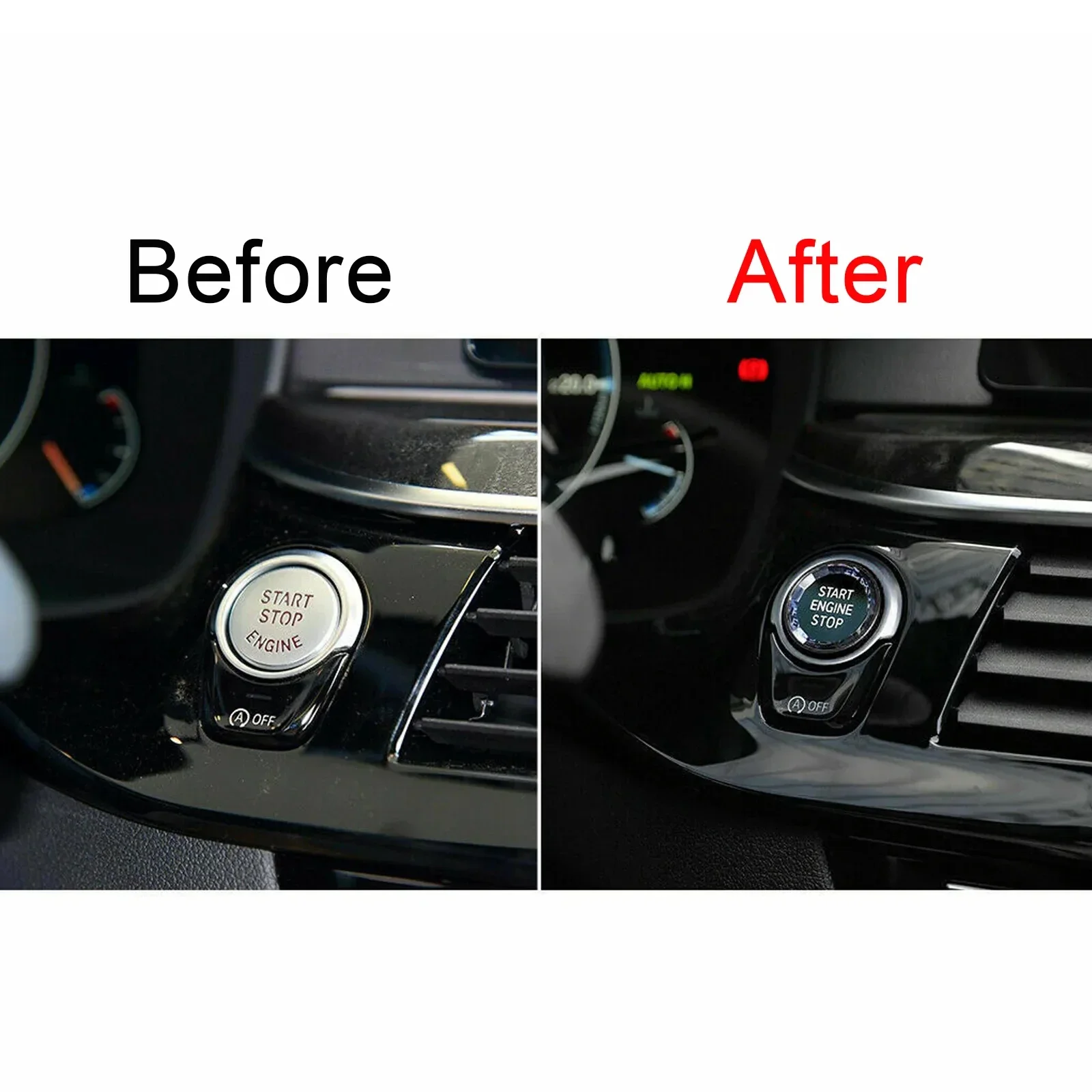 Black Crystal Inner Engine Start Stop Button Switch Cap Cover For BMW 1 2 3 4 5 6 7 Series F30 F32 F84 F25 F26 W/