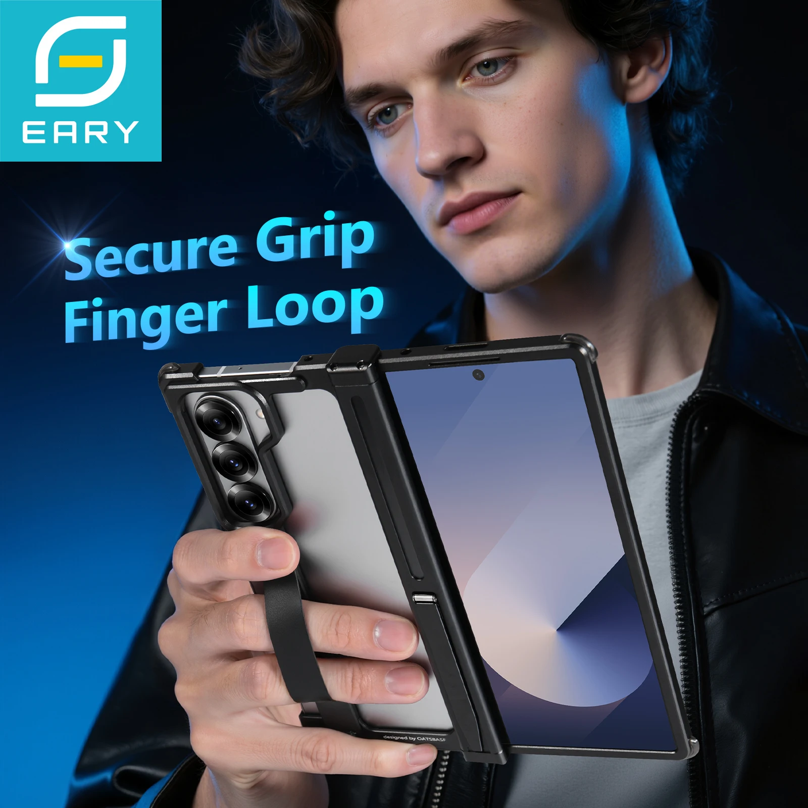 

Eary для Samsung Galaxy Z Fold 6, чехол для телефона с защитным тонким корпусом для камеры, со скрытой подставкой и ручкой, алюминиевый безрамный чехол