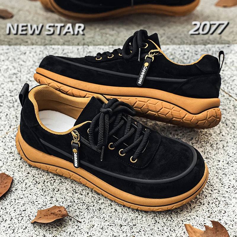 Men Wide Width Oxford Classic Artificial Leather  Business Chunky-Heel Shoe Retro Lace-Up Casual Shoes