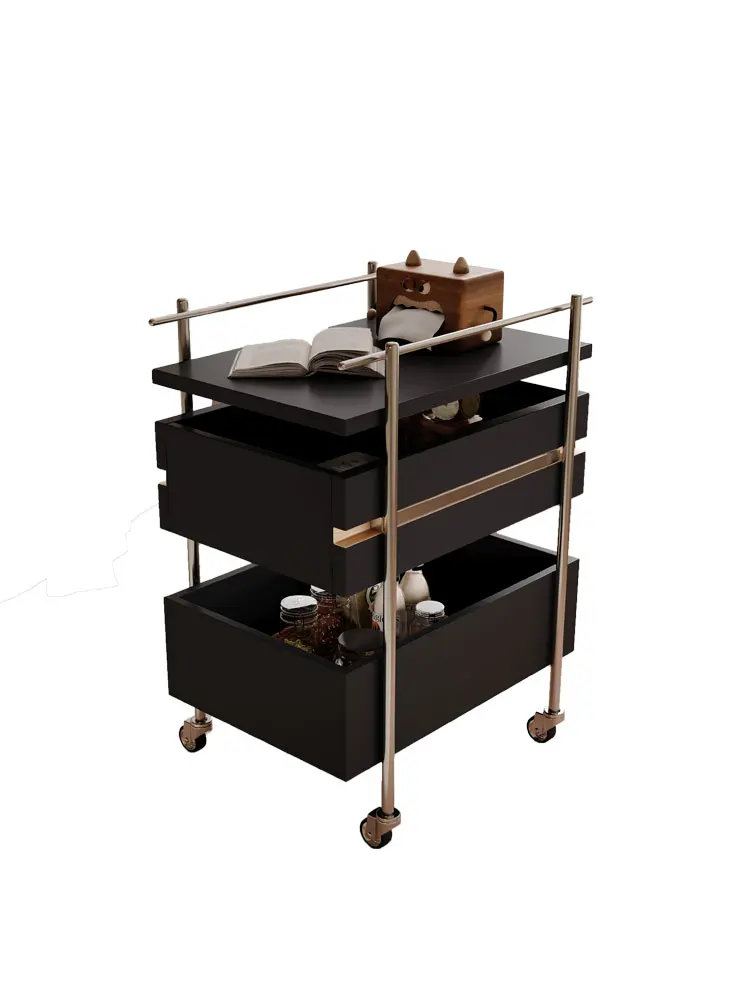 

Medieval cart stainless steel storage storage mobile retro creative simple living room with a few snack racks bedside.