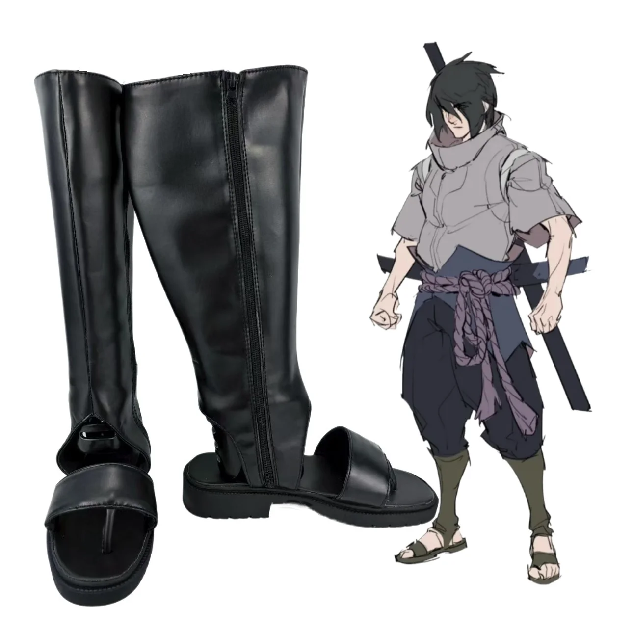 Sasuke Uchiha Cosplay Boots Custom Made Anime Game Costume Shoes for Cosplayer Roleplay Footwear