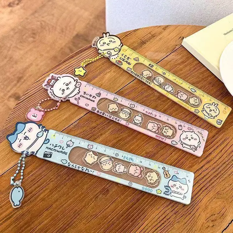Chiikawa Rocking Ruler 15cm Stationery Ruler For Students, Cute Children's Acrylic Decompression Ruler Creative Usagi Hachiware