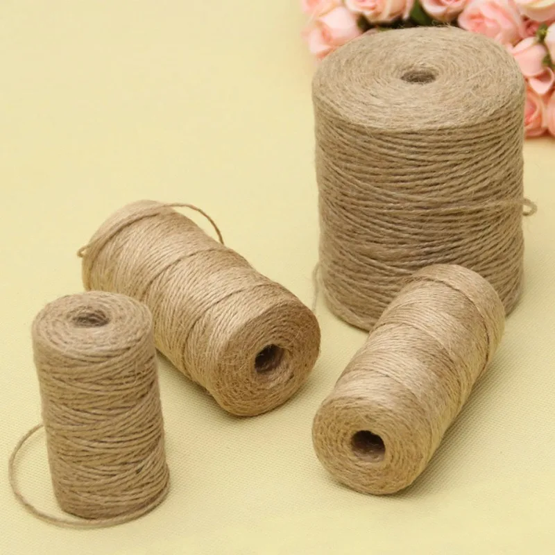 50/80/100Meters Natural Vintage Jute Rope Cord String Twine Burlap Ribbon Crafts Sewing DIY Jute Hemp Wedding Party Decoration