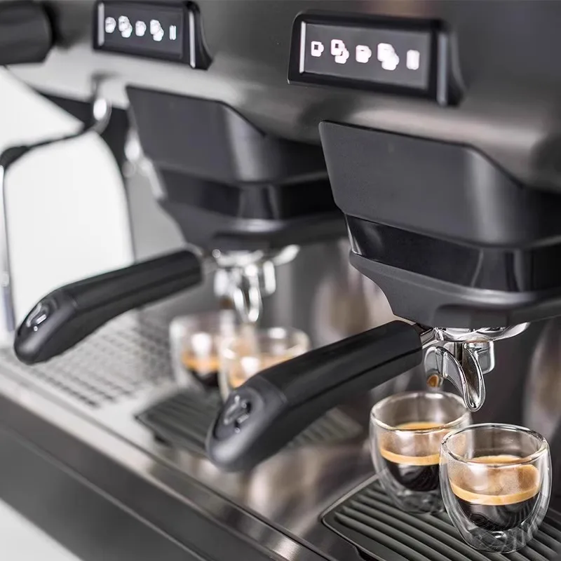 Máquina de café semiautomática comercial controlada eletronicamente de cabeça dupla