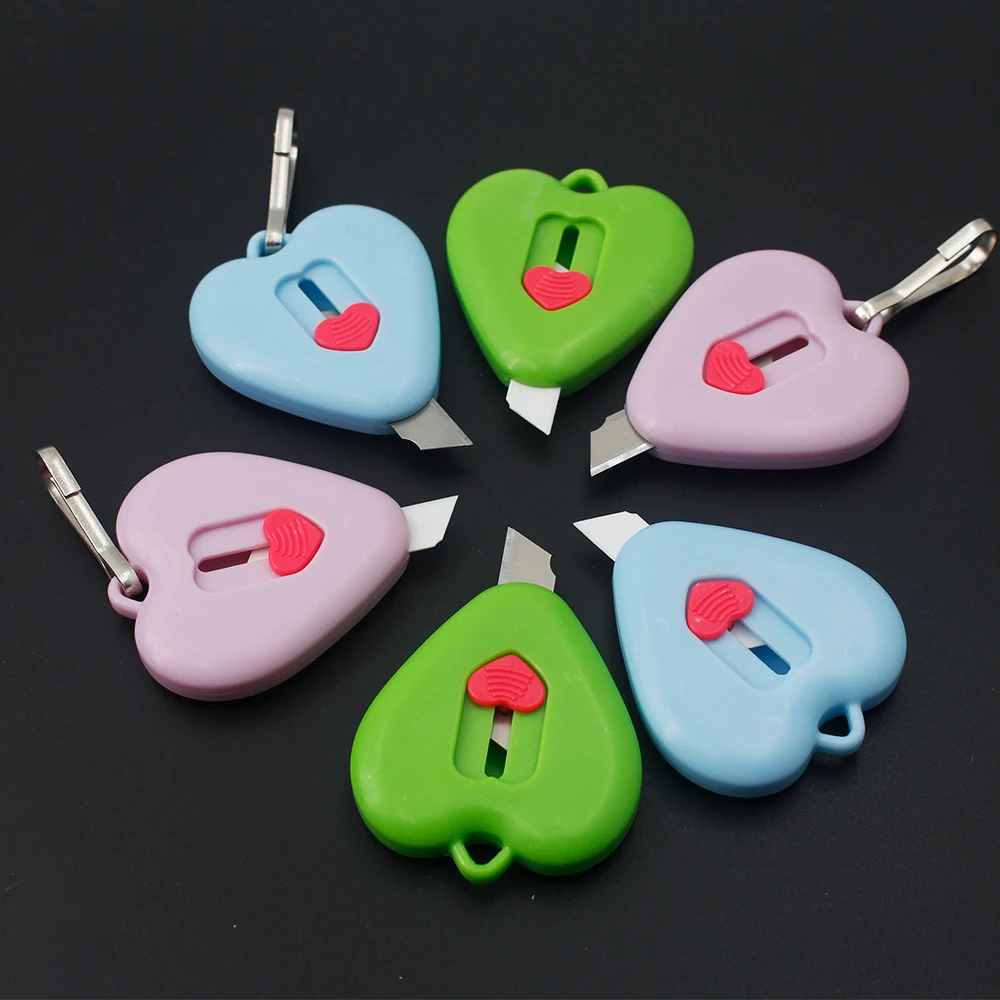 Pink/blue/green 3 colors heart shape portable cute mini steel-blade/Ceramics-Blade Utility knife Unboxing tools