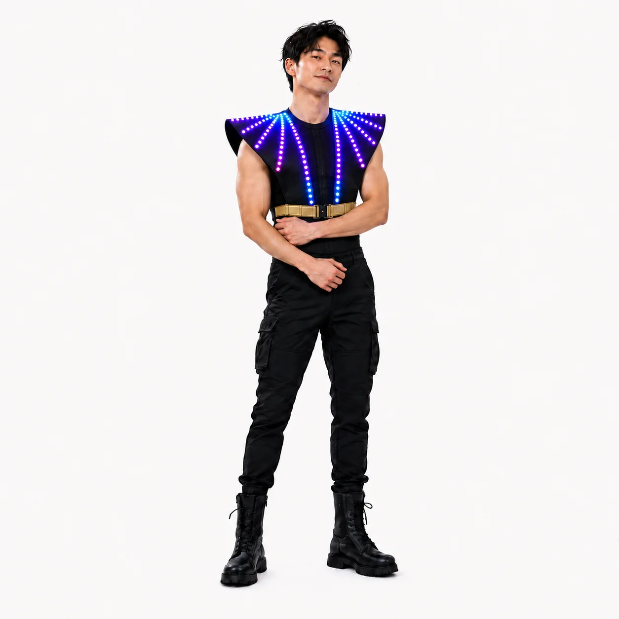 LED Light Up Vest RGB Colorful Glow Shoulder Armor Costume Remote Control Party DJ Stage Performance Festival Rave Wear