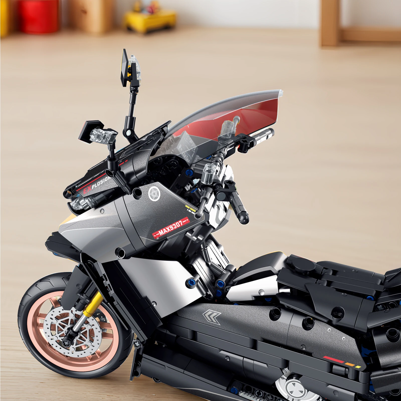 1282pcs 기술 초고속 T-MAX 오토바이 빌딩 블록 크리 에이 티브 1:5 YAMA 오토바이 모델 벽돌 장난감 어린이를위한 소년 선물