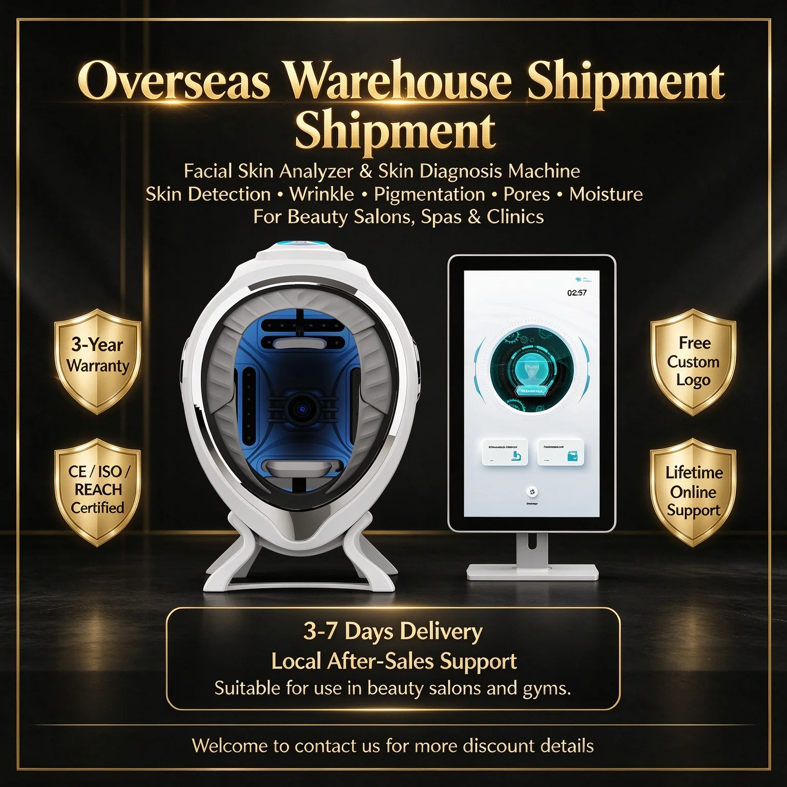 3D Facial Skin Analyzer Dermatoscope Magic Mirror Skin Scanner Tester Professional Beauty Salon Skin Diagnostics Machine