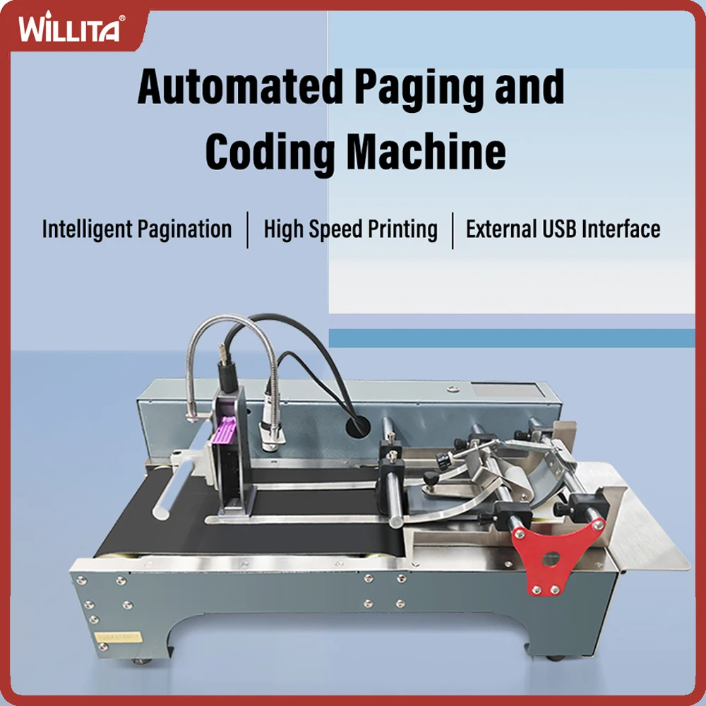 

Willita S4 Automatic Bag Card Paging Machine Conveyor Belt Paging Machine With TIJ Inkjet Printer for Date Logo Code Printing