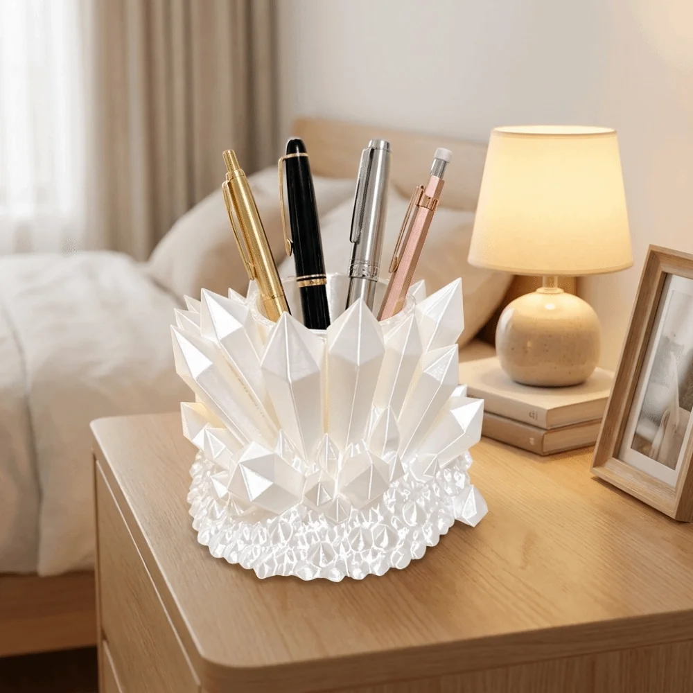 Practical Plastic Crystal Shaped Pen Holder Funny Creative Desktop Organizer Makeup Brush Storage Box Girl
