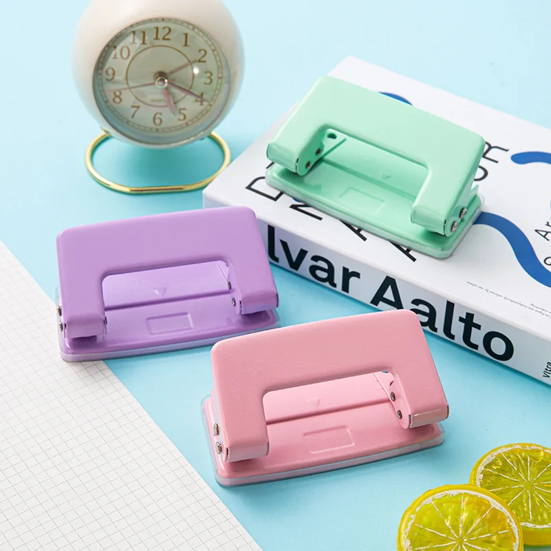 

Portable Journal Scrapbook Hole Punch Candy Color Double Hole Punch Manual Puncher Student Stationery Office Binding Supplies