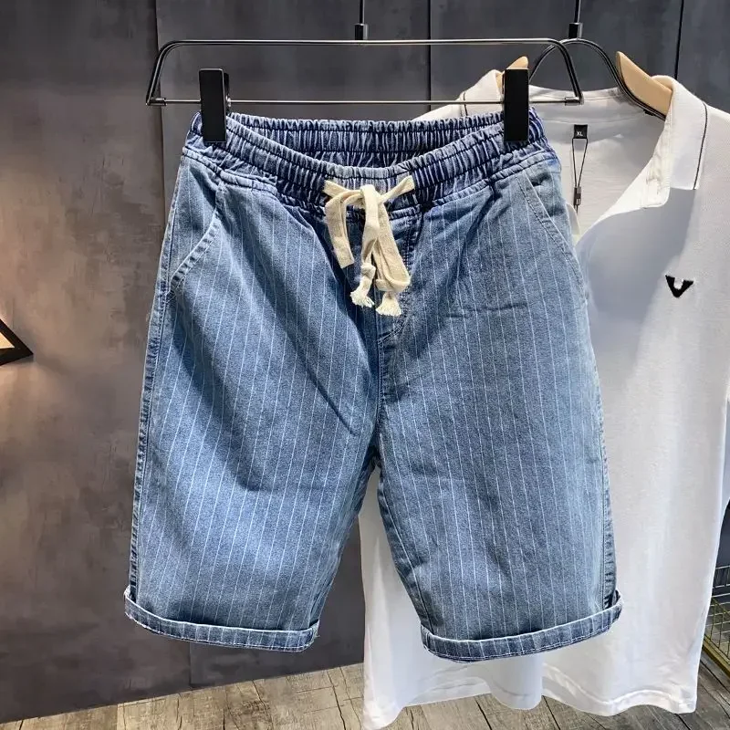 Loose Baggy Men\'s Short Jeans Pants Male Denim Shorts Long Wide Bermuda Half Thin Distressed Summer Xl New in Retro Cut Designer