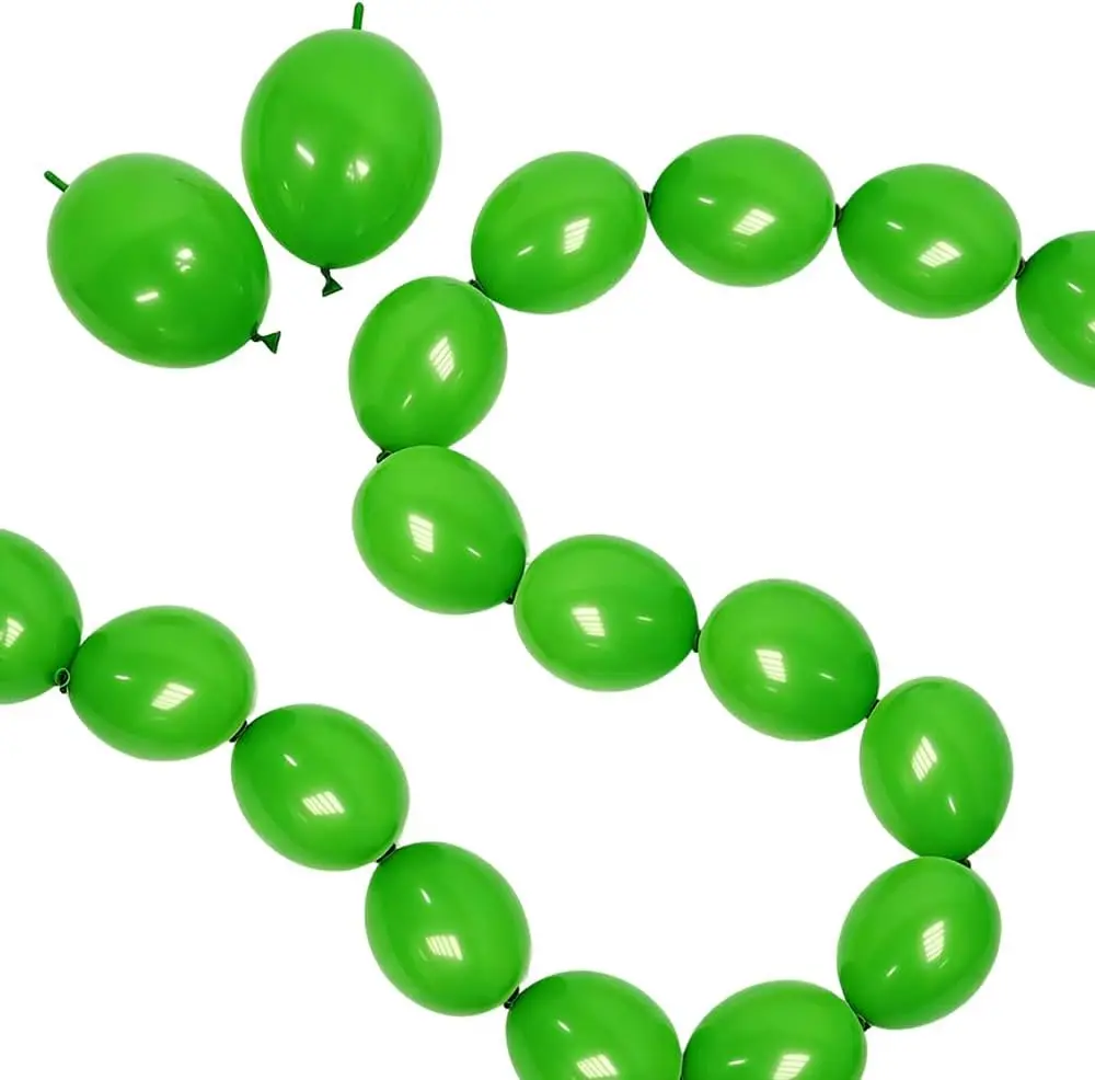 80 Pcs 10 Inch Green Linking Balloons Latex Quick Link Balloons