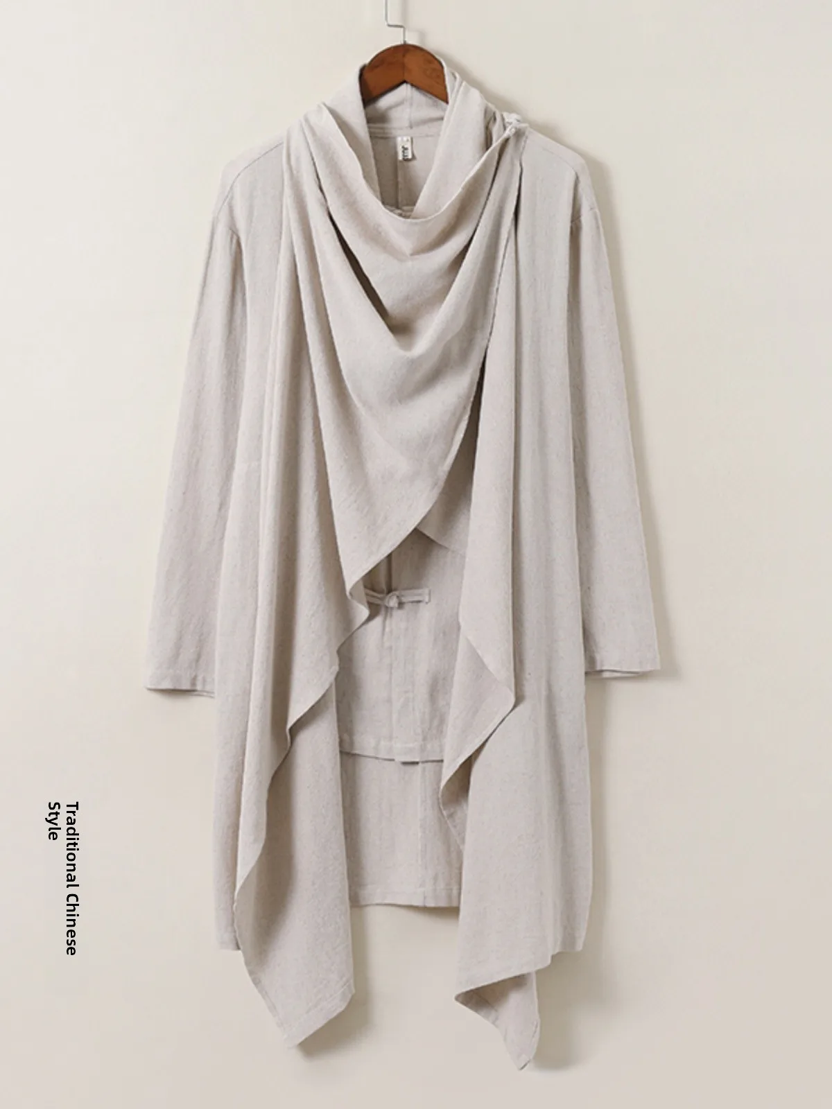 

Новая мужская куртка-роба из хлопка и льна в стиле китайского модного кэжуал, имитация двухслойного кроя, в стиле даосского дзен, для весенних прогулок, больших размеров