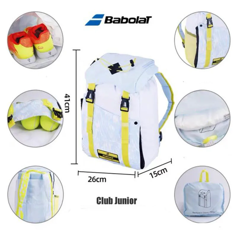 Babolat Club Junior Series Tennis Backpack Girls Boys 1-Pack Squash Badminton Tennis Racket Bag Training Competition Storage Bag