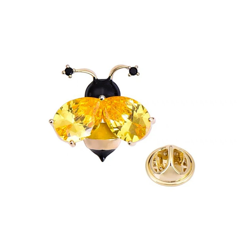 Broches de abeja pequeña con insectos de cristal para mujer, ropa, abrigo, accesorios de joyería, regalos