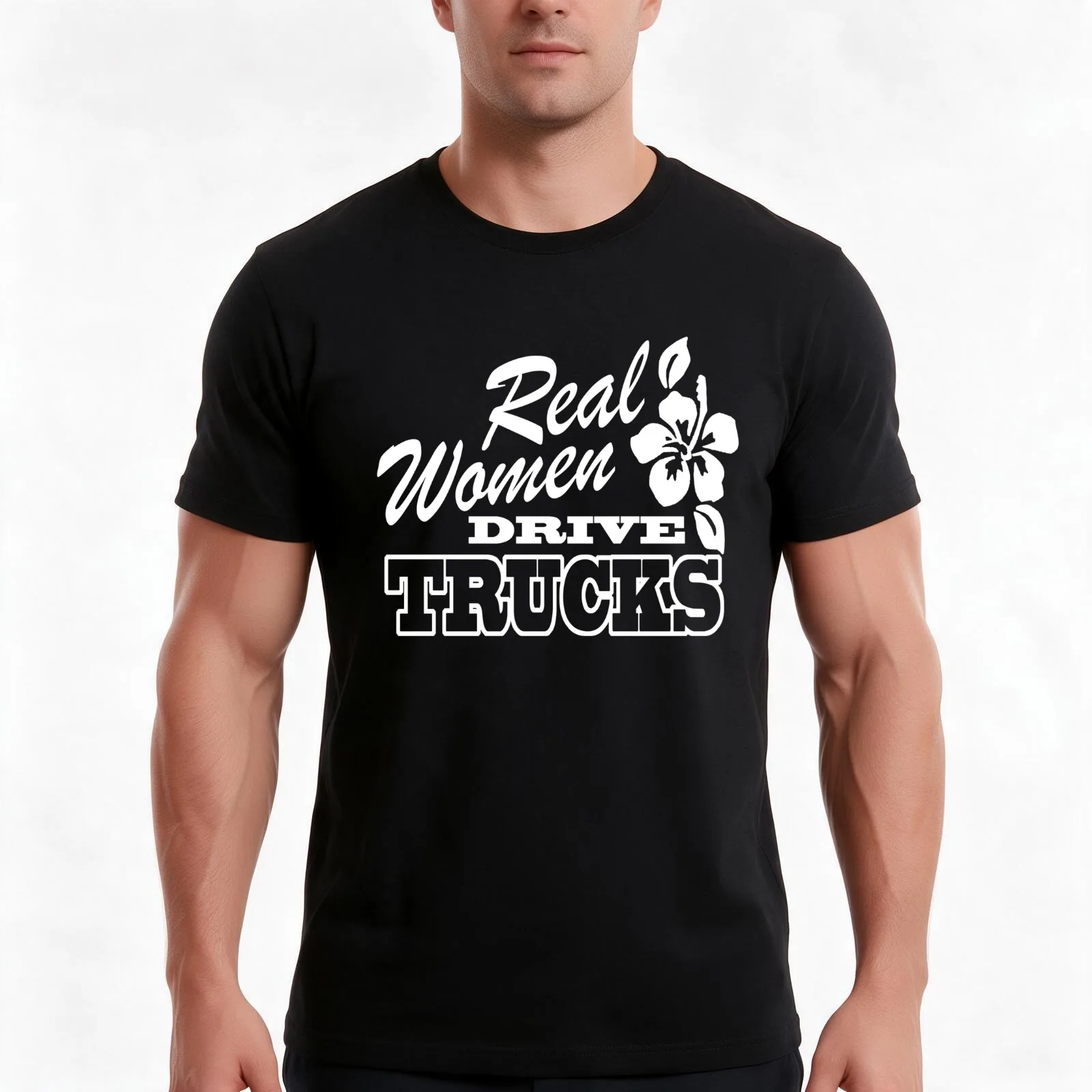 Rock It With This Awesome Real Women Drive Trucks Retro Design T-Shirt, Summer Casual Cotton Tee, Oversized Streetwear Tops