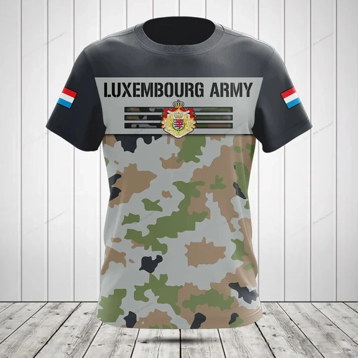 Custom Name Summer Casual Luxembourg Flag Camouflage Graphic T-shirts Men's Fashion Jersey Short Sleeve Tops Fast Dry Sportswear