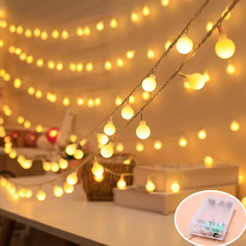 LED Globe Ball String Lights Battery Power Twinkle Lighting Christmas Wedding Party Decor Waterproof Garland Fairy String Lights