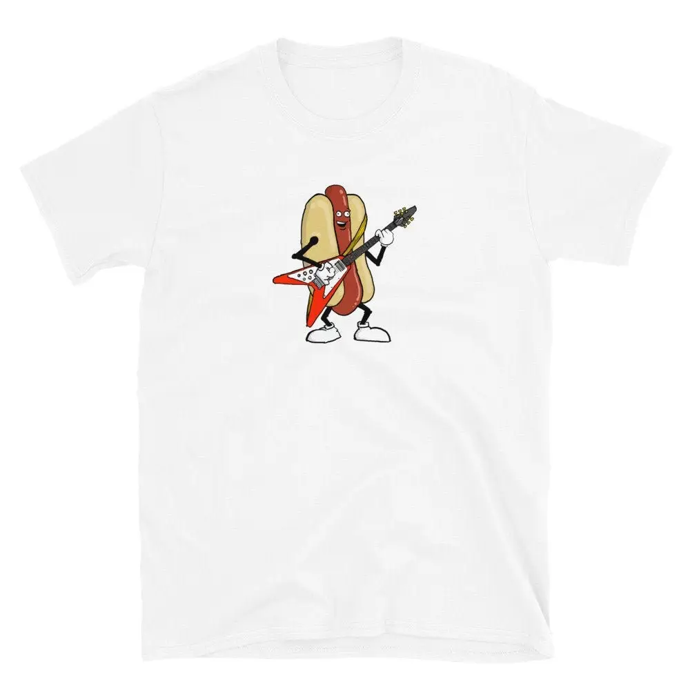 Hot Dog Playing Guitar T Shirt Gender Neutral Bbq Art Hand Drawn Groom S Bridal Shower