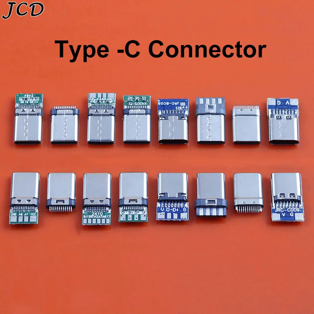 

JCD 5pcs USB 3.1 Type C Male Female Connector Jack USB Plug Electric Terminals Welding DIY Data Cable Support PCB Board