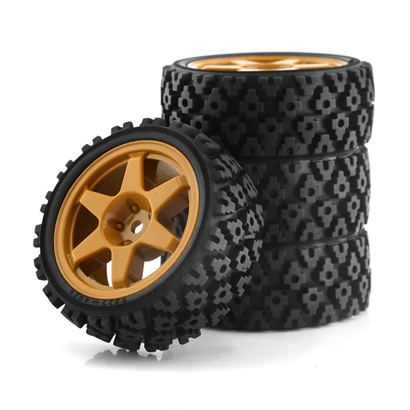 

A63T-4Pcs 70Mm Rubber Tire Wheel Tyre For Tamiya XV01 XV02 TA06 TT01 TT02 PTG-2 1/10 RC Rally Racing Car Replacement Upgrade Par