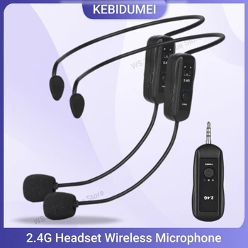 2.4G Head-mounted Wireless Lavalier Microphone Set Transmitter with Receiver for Amplifier