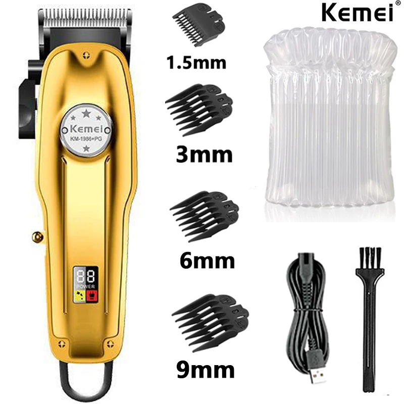 Kemei KM1986 Professional Hair Trimmer Men's Hair Clipper Cordless Electric USB Charging LCD Display Barber Hair Cutting Machine image 3
