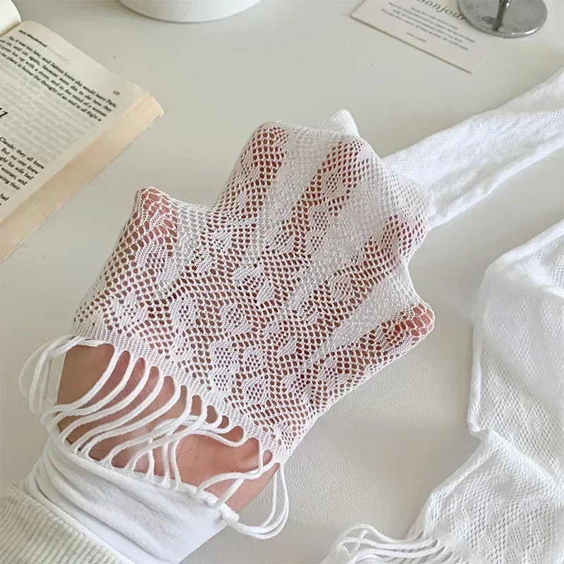 Weiße Leoparden-Frauenstrümpfe, 3D-Sexy-Spitze, Netzstrümpfe, Oberschenkelhohe Socken, Kniestrümpfe, Oberschenkelhohe Strümpfe, JK Lolita