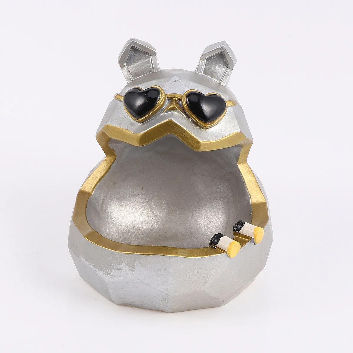 

Креативная персонализированная пепельница в виде собаки из смолы, забавное настольное украшение для дома (серебристая)