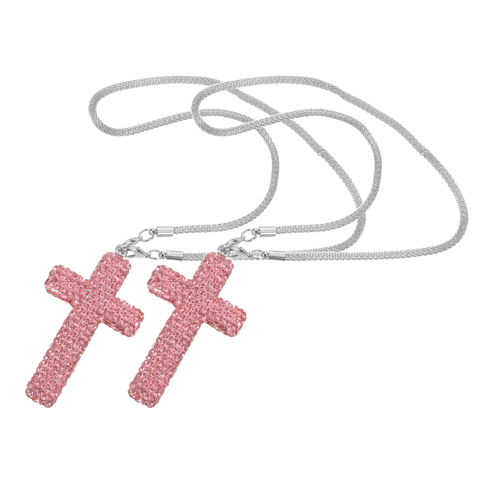 2 Pcs Diamond Cross Hanging Decoration Car Charm Mirror Decorative Charms for Hanger Interior Pendant Ornament Accessories