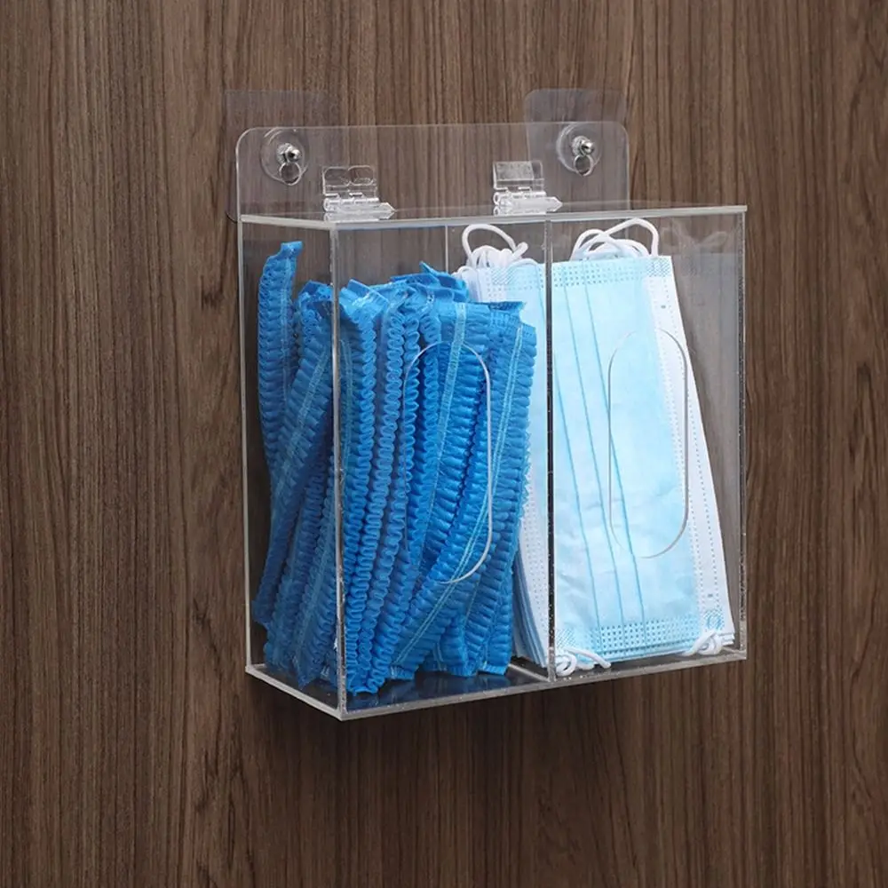 1/2/3 Grids Acrylic Glove Holder Wall Mounted Transparent Glove Storage Box with Lid Space Saving Mask Dispenser Earplugs