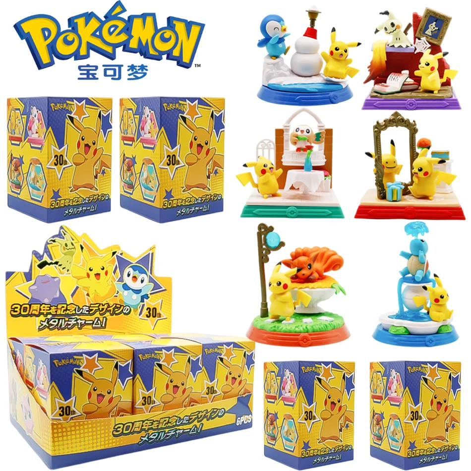 

Pokémon Blind box 30th Anniversary Commemorative Edition Pokemon Anime Action Figure Pikachu Collection Model Ornament Toys Gift