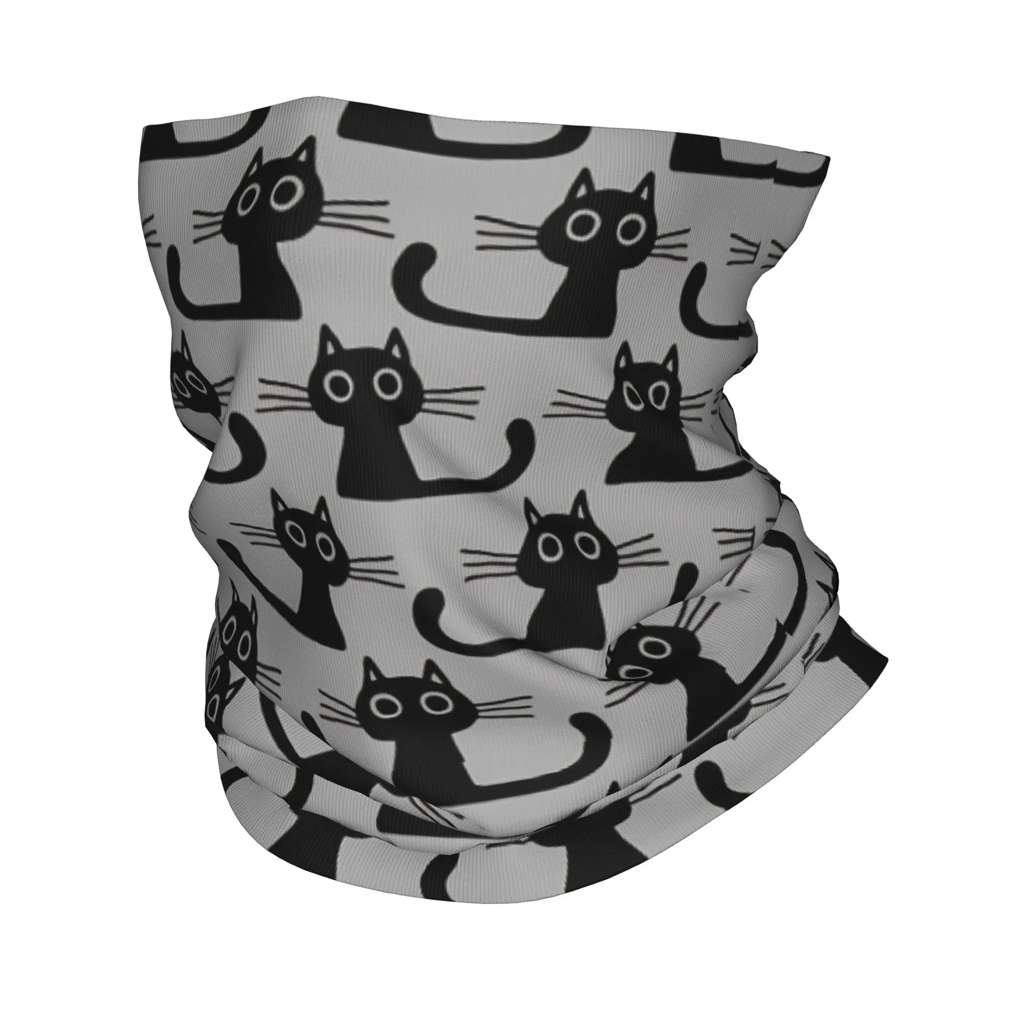 Black Kitten  Bandana Neck Cover Printed Cats Pattern Wrap Scarf Multifunctional Headband Hiking Unisex Adult Winter
