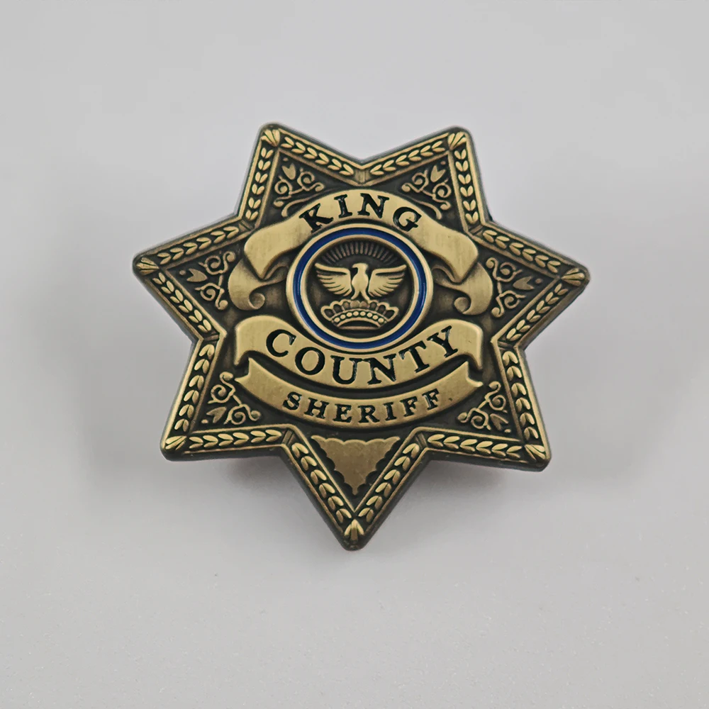 The W-Walking D-Dead Rick Grimes Metallbrosche King County Sheriff Abzeichen Siebenzackiger Stern Pin TV-Fans Cosplay Kostüm Requisite Geschenk – Detail 1