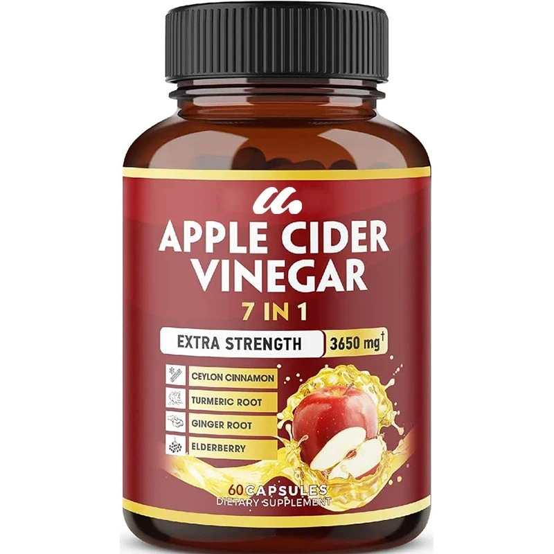 7-in-1Apple Vinegar Capsules-the best supplement for Ceylon cinnamon, ginger root, turmeric, elderberry, digestion, and immunity