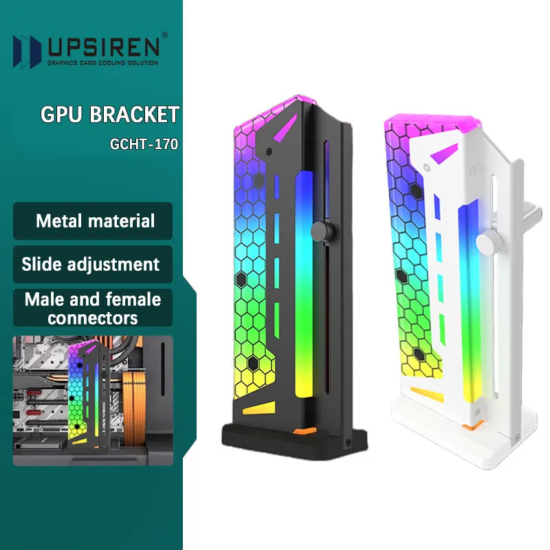 UPSIREN GCHT-170 ARGB Vertical Graphics Card Bracket Metal material Slide adjustment for precise positioning Male and female