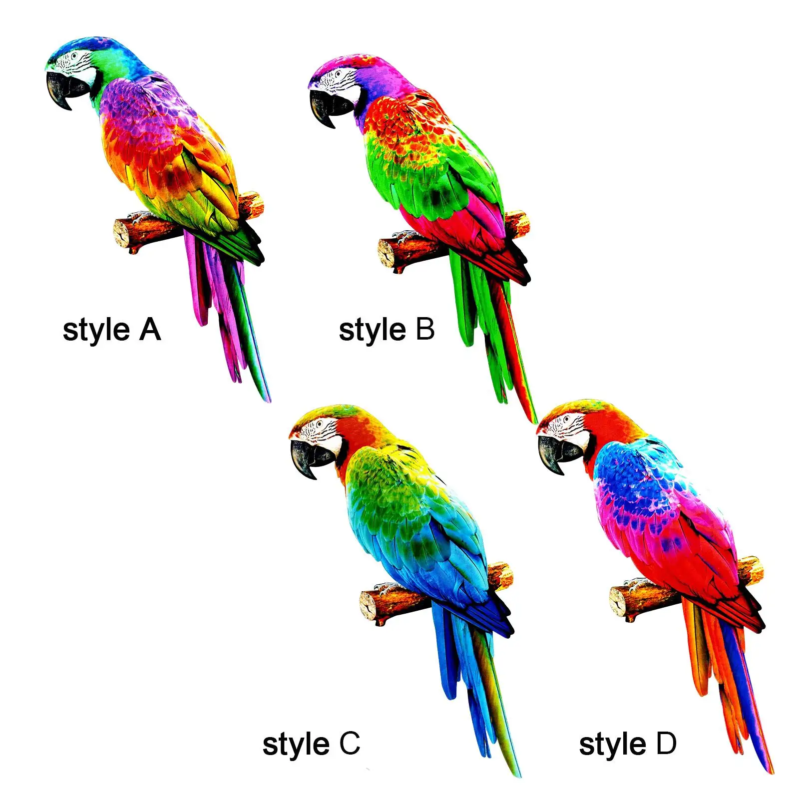 Artificial Parrots Figurines Statue Bird Model Animal Hanging DIY Photo Props for Tree Party Garden Ornament