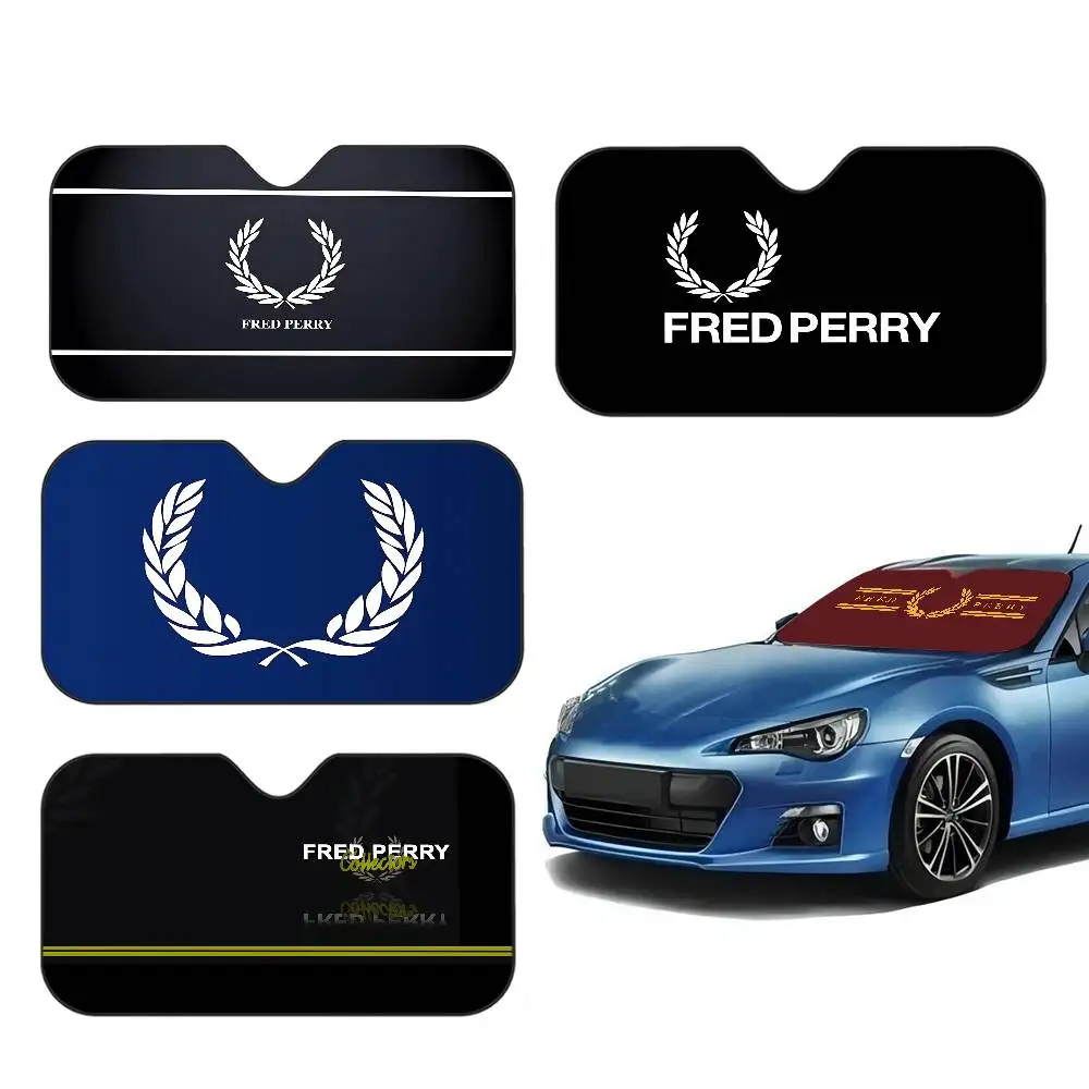 FRED PERRY LOGO Novelty Car Front Windshield Sunshade 70x130cm Cartoon Foils Car Window Windscreen Cover