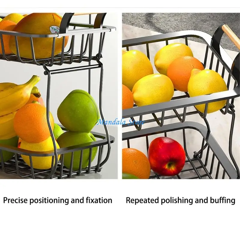 

U2JC Compact 2 Layer Metal Kitchen Storage Rack Detachable Shelves For Fruits Vegetables Office Use