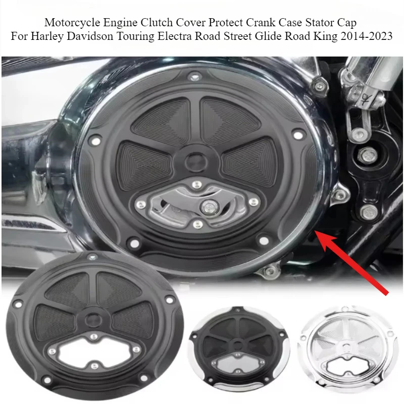 

Motorcycle Engine Clutch Cover Protect Crank Case Stator Cap For Harley Davidson Touring Electra Road Street Glide 2014-2023