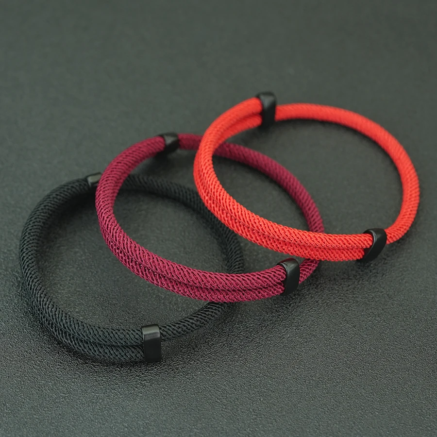Stylish Luck Red Weaven Rope Bracelet Unisex Sliding Adjustable Handmade Cord Braslet Festival Couple Friends Gift Accessories