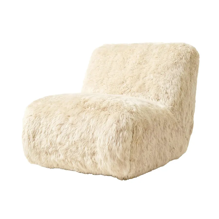 # 1970er-Jahre-Stil Luxus-Wohnzimmer Schaffell Komfortabler Yeti Einzelner Relaxsessel Ergonomischer Gaming-Salonstuhl