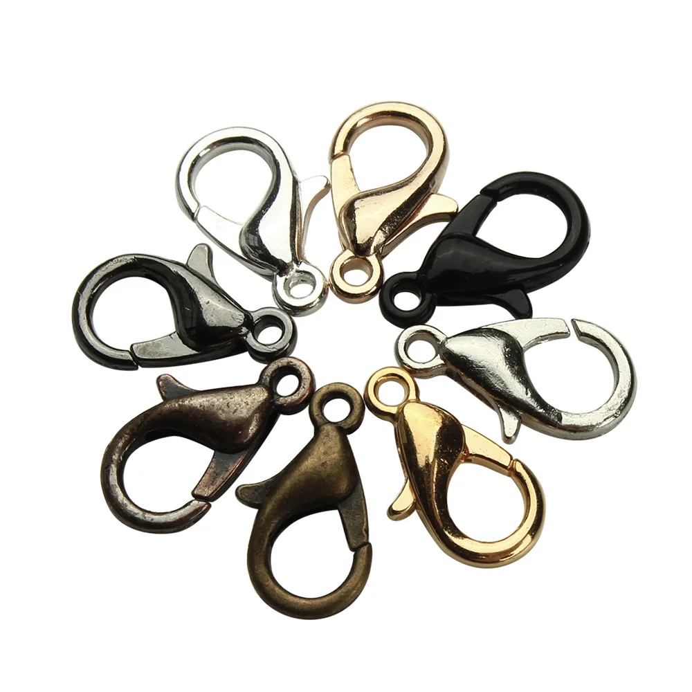 30-50pcs Lobster Clasp Hooks Plated 7 size Zinc alloy for Bracelets Necklaces making DIY Chain Closure Accessories Finding