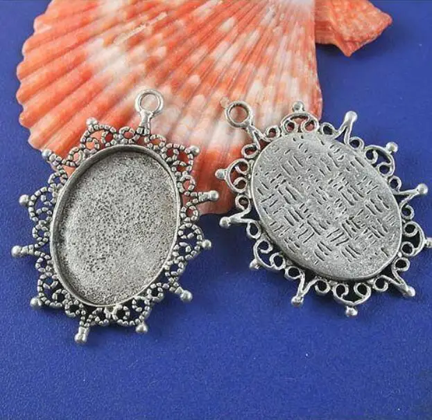 5pcs 24x18mm Alloy Charm oval rim picture frame G1534