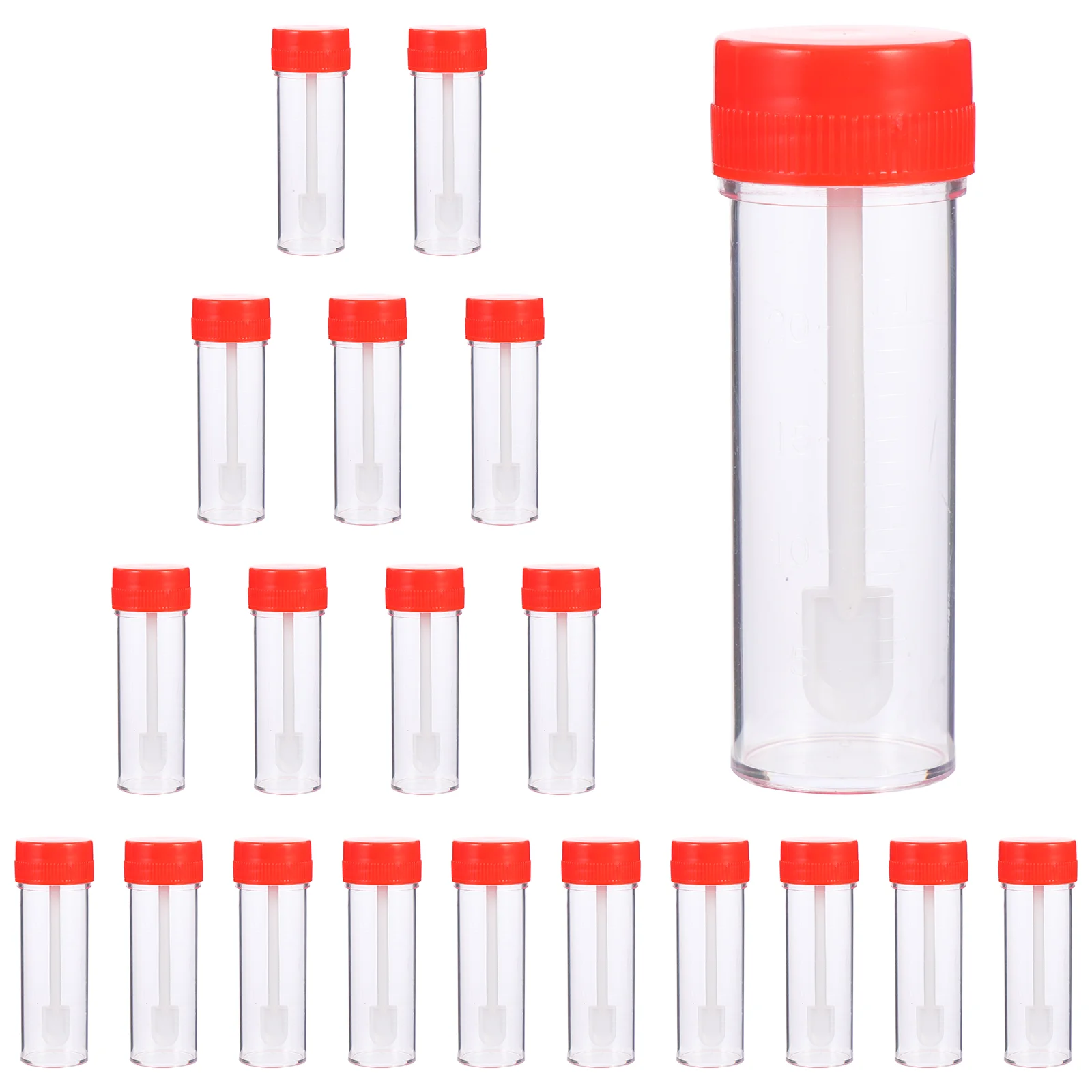 

20 Pcs Stool Sampling Tube Accessory Test Tubes Medical Sample Container Plastic with Covers Storage Liquid Measuring Cups