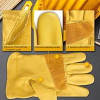 Heavy Duty Cowhide Leather Work Gloves for Men & Women Construction Driver Gardening Welding Safety General Working Gloves 4